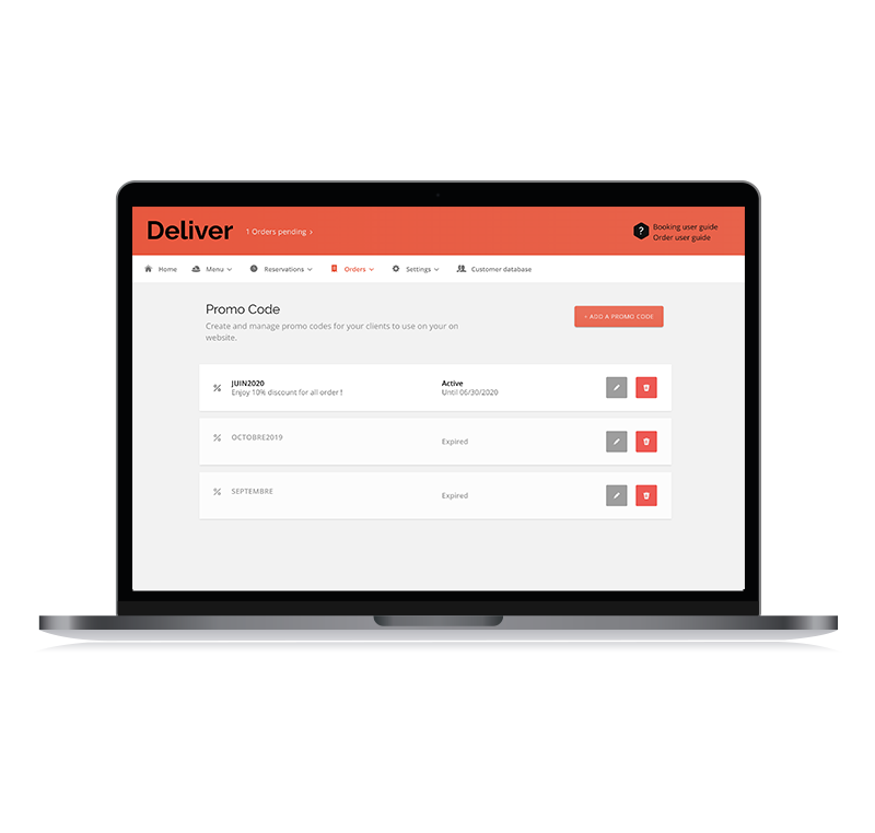Deliver, promo codes