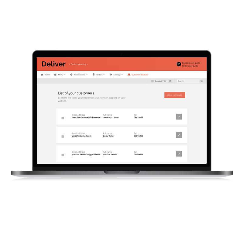 Deliver, create a customer database